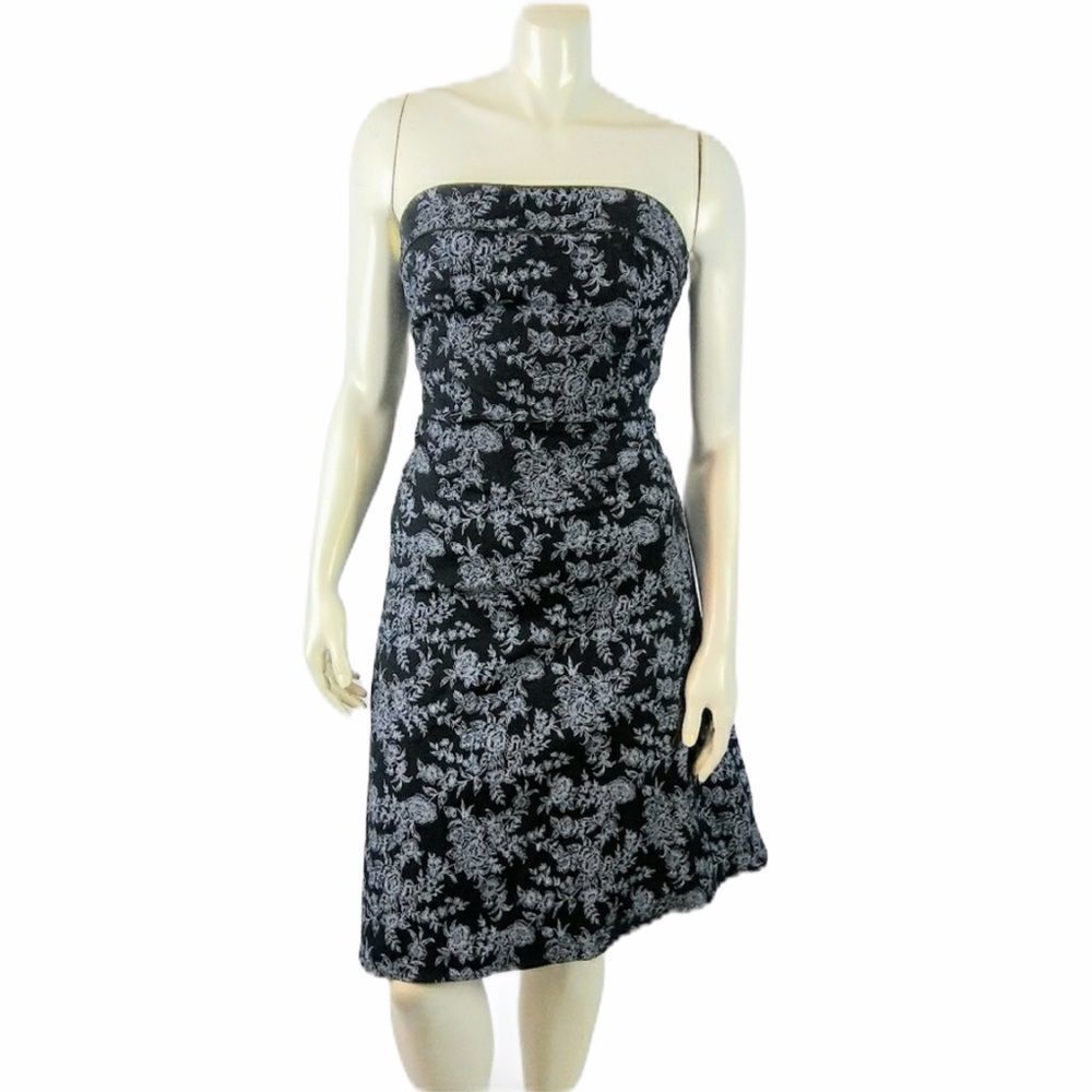 LULY K women's vintage Strapless Tube Black White Small Dress